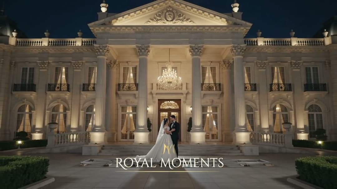 Cinematic wedding film still